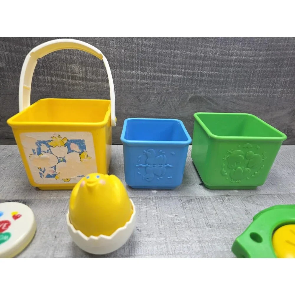Vtg 1986 Fisher Price Activity Blocks Chicken Nesting Stacking Toys Lot b209